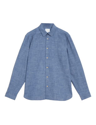 

Mens M&S Originals Chambrayhemd aus reiner Baumwolle „Sherwood“ - Medium Blue, Medium Blue