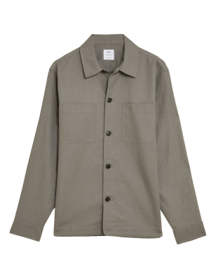 

Mens M&S Collection Linen Blend Overshirt - Light Brown, Light Brown