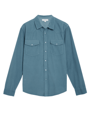 

Mens M&S Collection Pure Cotton Corduroy Shirt - Air Force Blue, Air Force Blue