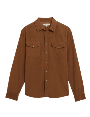 

Mens M&S Collection Kordhemd aus reiner Baumwolle - Golden Brown, Golden Brown