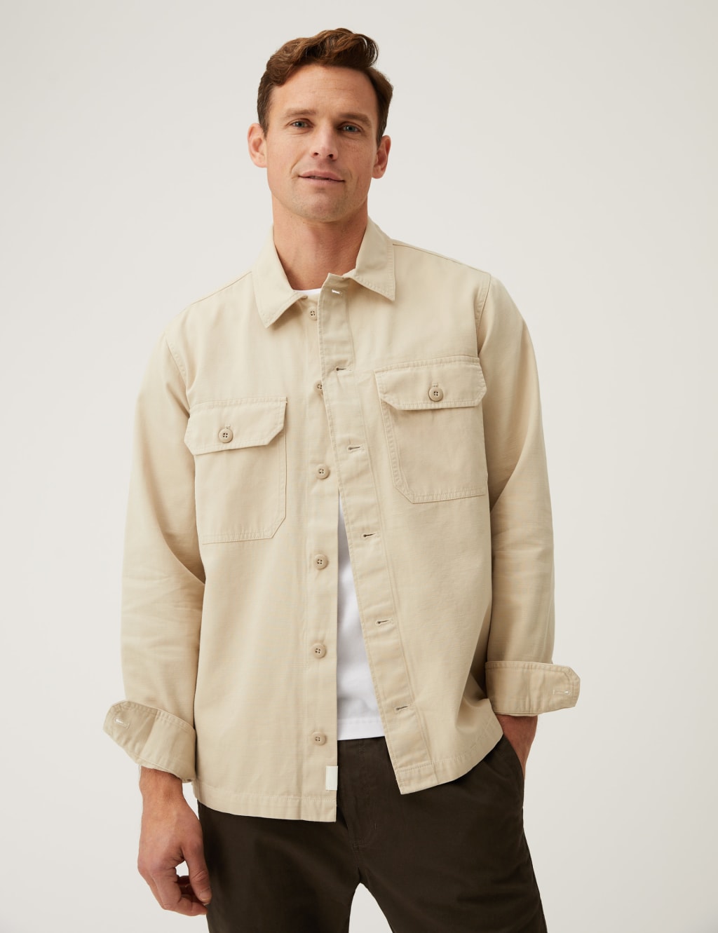 Pure Cotton Utility Overshirt image 3