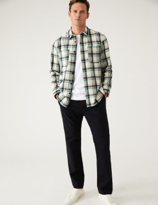 

Mens M&S Collection Cotton Rich Check Twill Overshirt - Green Mix, Green Mix