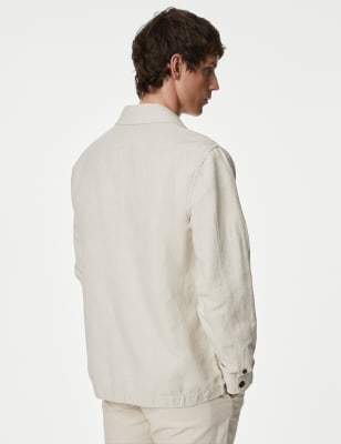 Linen blend overshirt - Light feather gray