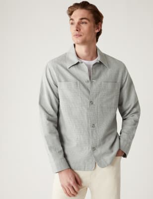 

Mens M&S Collection Linen Blend Overshirt - Grey Mix, Grey Mix