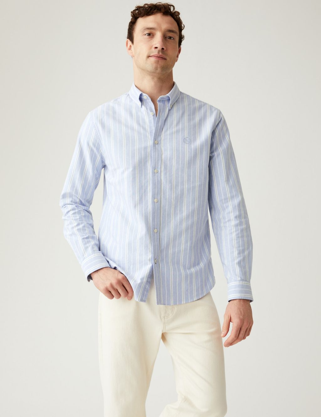 Pure Cotton Striped Oxford Shirt image 1