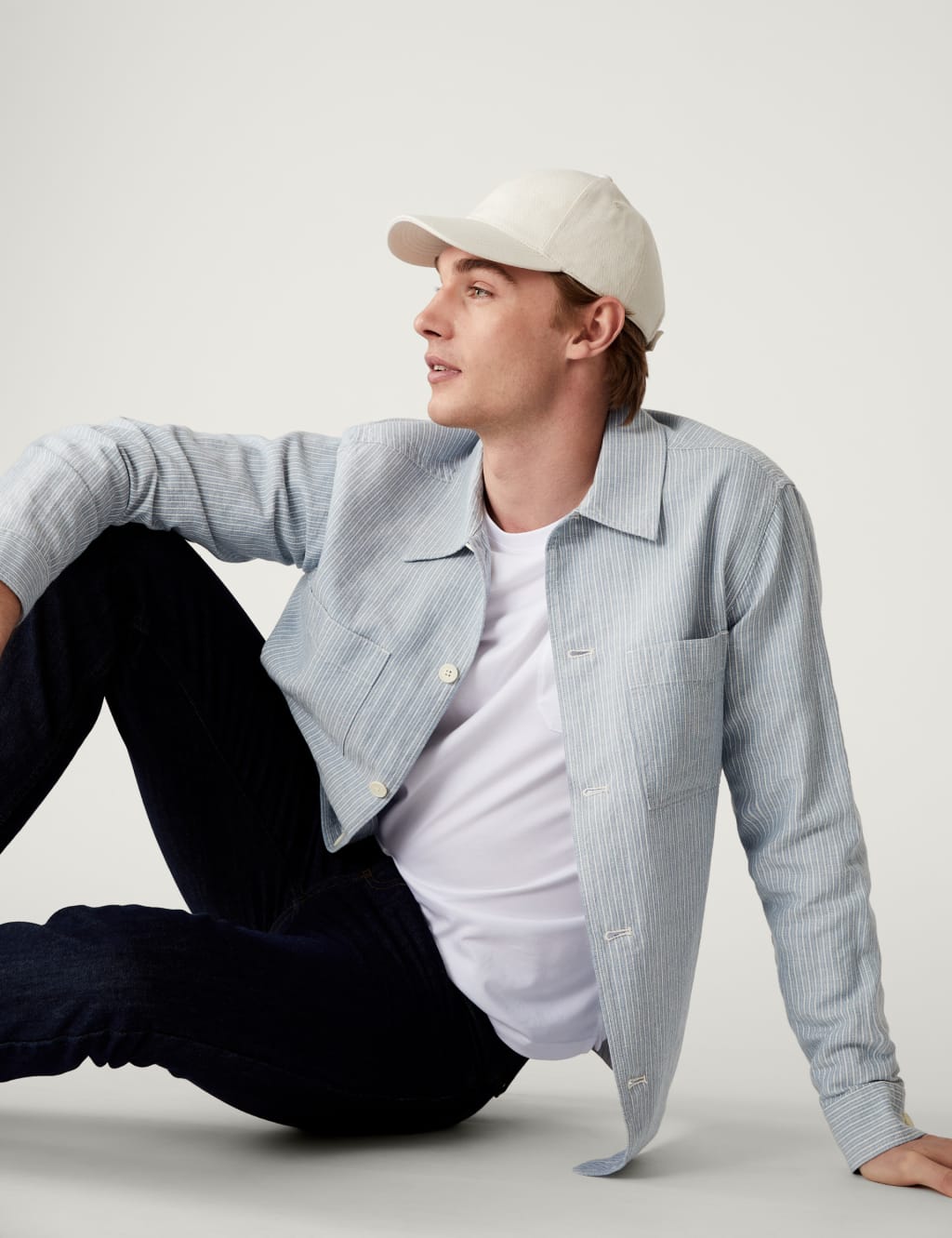 Linen Blend Striped Overshirt image 1