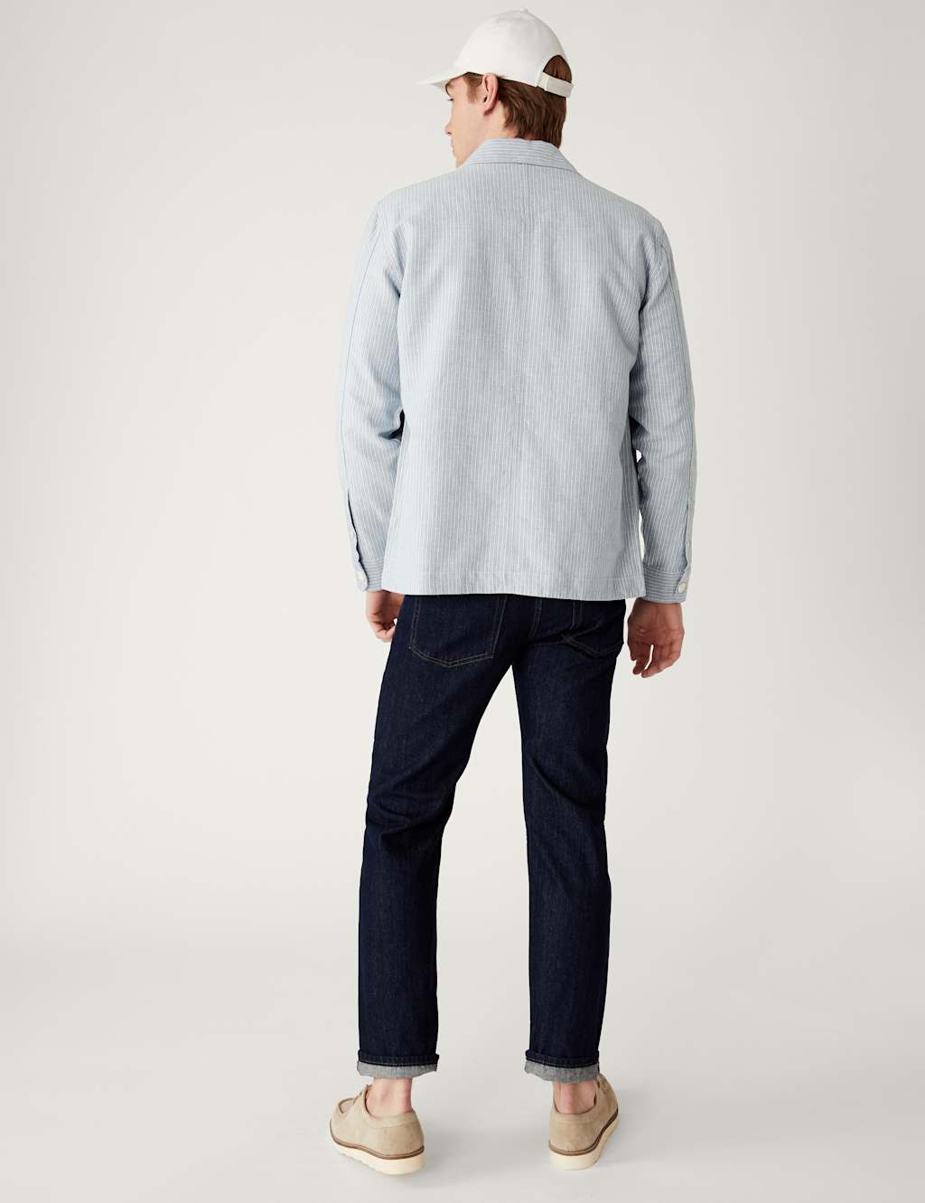 Linen Blend Striped Overshirt image 4