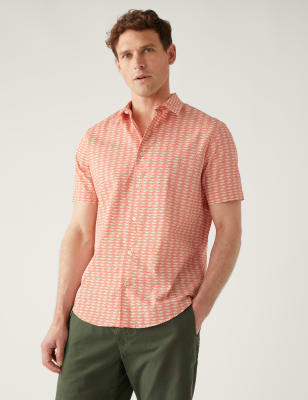 

Mens M&S Collection Oberteil aus reiner Baumwolle mit Haimotiv - Coral Mix, Coral Mix