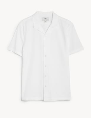 

Mens M&S Collection Pure Cotton Seersucker Cuban Collar Shirt - White, White