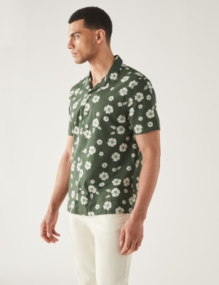 Pure Cotton Seersucker Cuban Collar Shirt