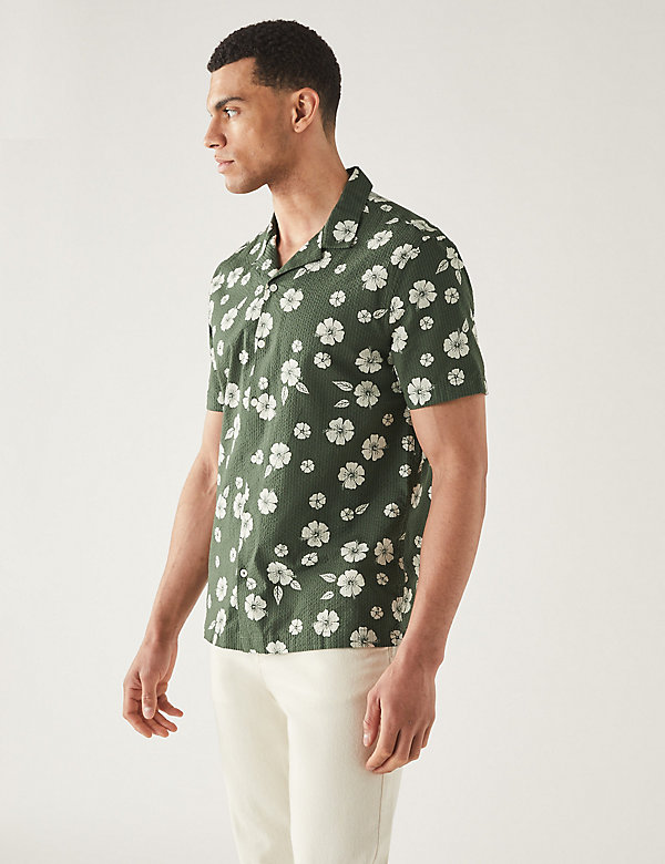 Pure Cotton Seersucker Cuban Collar Shirt | M&S NZ