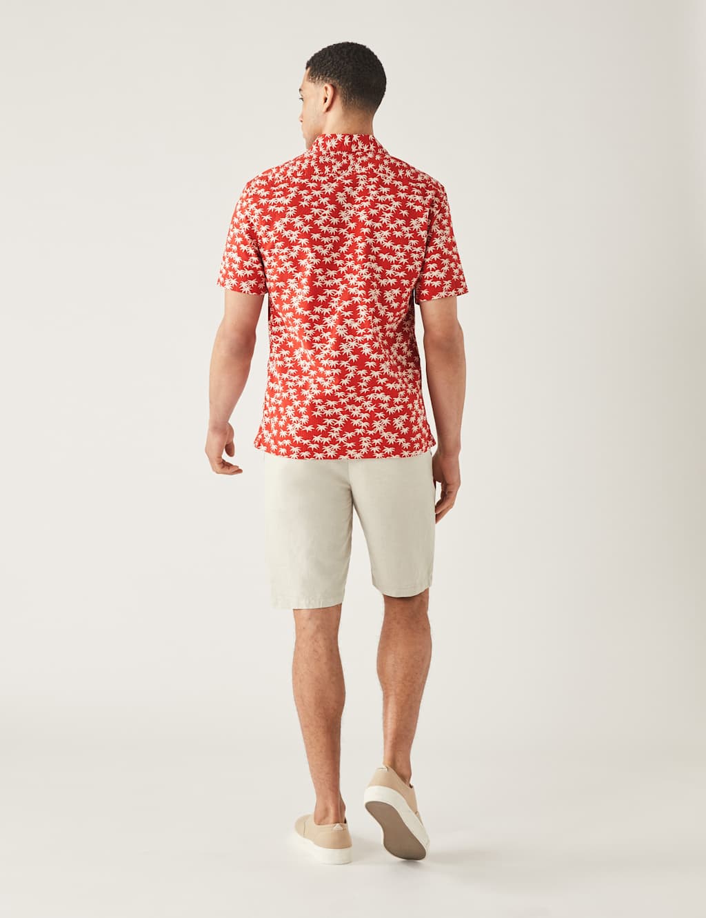 Pure Cotton Palm Print Seersucker Revere Shirt image 4