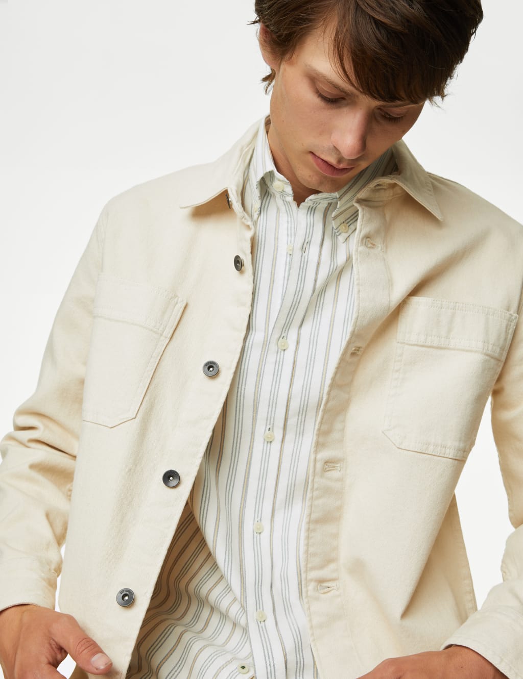 Easy Iron Pure Cotton Striped Oxford Shirt image 1