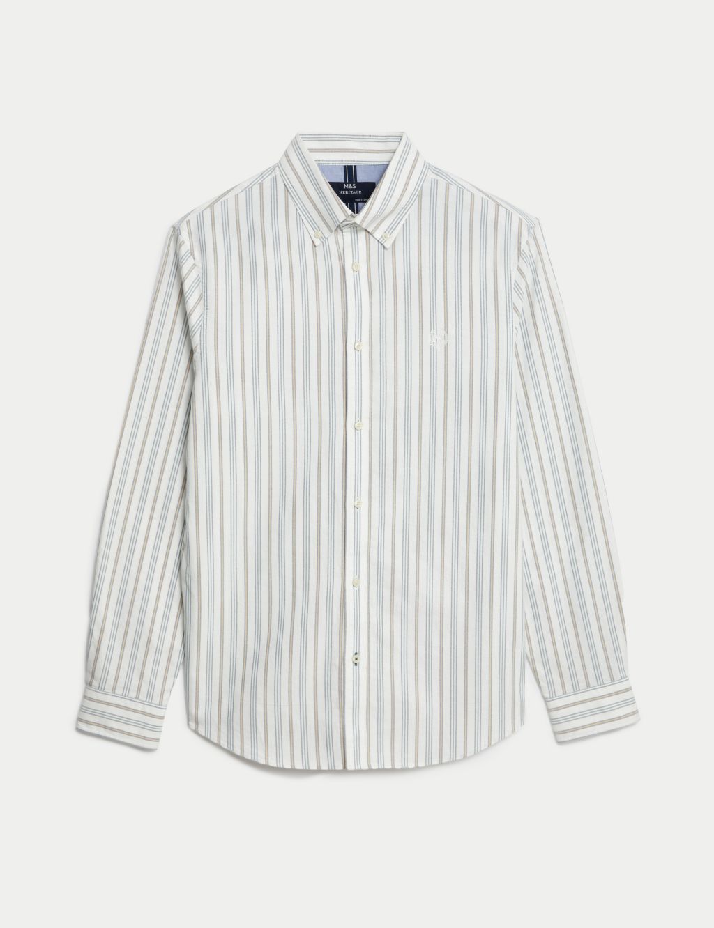 Easy Iron Pure Cotton Striped Oxford Shirt image 2