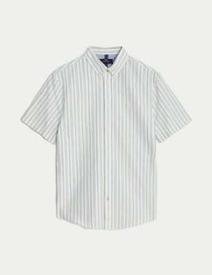 Easy Iron Pure Cotton Striped Oxford Shirt