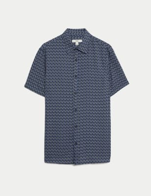 Easy Iron Geometric Print Shirt