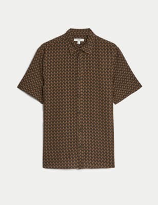 Easy Iron Geometric Print Shirt