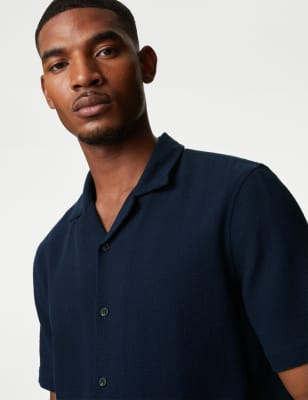 

Mens M&S Collection Pure Cotton Cuban Collar Shirt - Navy, Navy