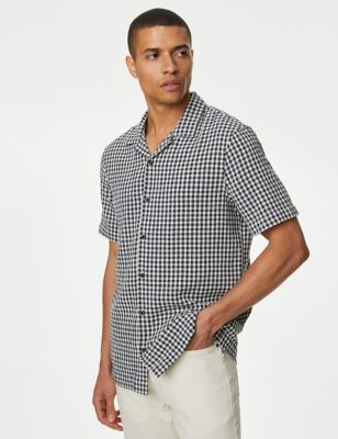 Easy Iron Pure Cotton Striped Revere Shirt | M&S KR