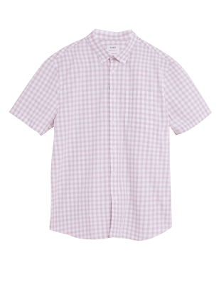 

Mens M&S Collection Pure Cotton Check Shirt - Dusty Pink, Dusty Pink