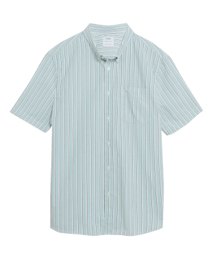 

Mens M&S Collection Pure Cotton Striped Shirt - Light Green Mix, Light Green Mix