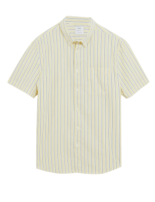 

Mens M&S Collection Pure Cotton Striped Shirt - Yellow Mix, Yellow Mix