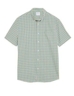 

Mens M&S Collection Pure Cotton Gingham Check Shirt - Yellow Mix, Yellow Mix