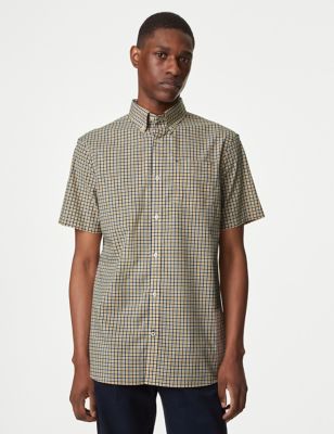 

Mens M&S Collection Easy Iron Cotton Stretch Gingham Check Oxford Shirt - Yellow Mix, Yellow Mix
