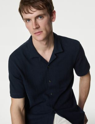 

Mens M&S Collection Cotton Rich Textured Shirt - Navy, Navy