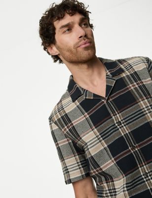 Pure Cotton Textured Check Shirt - TW