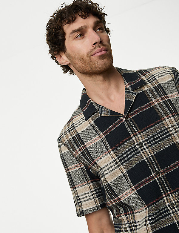 Pure Cotton Textured Check Shirt - IS