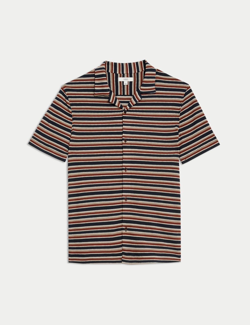 Easy Iron Striped Cuban Collar Shirt