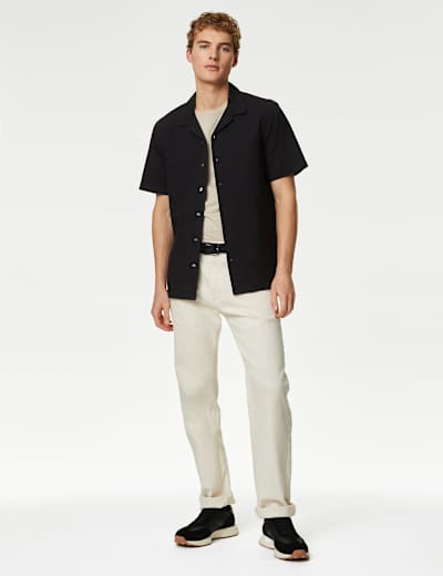 Easy Iron Pure Cotton Cuban Collar Shirt