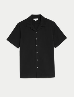 Pure Cotton Seersucker Cuban Collar Shirt