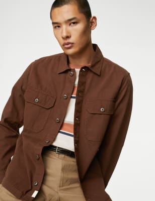 

Mens M&S Collection Pure Cotton Overshirt - Chestnut, Chestnut