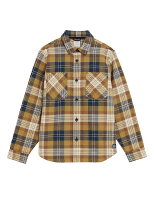 

Mens M&S Collection Twill-Overshirt aus Baumwollmischgewebe mit Karomuster - Golden Tan, Golden Tan