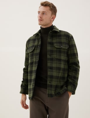 

M&S Collection Cubrecamisa de cuadros con forro acolchadoMens - Khaki, Khaki