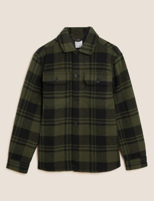 M&S Mens Check Quilt Lined Overshirt