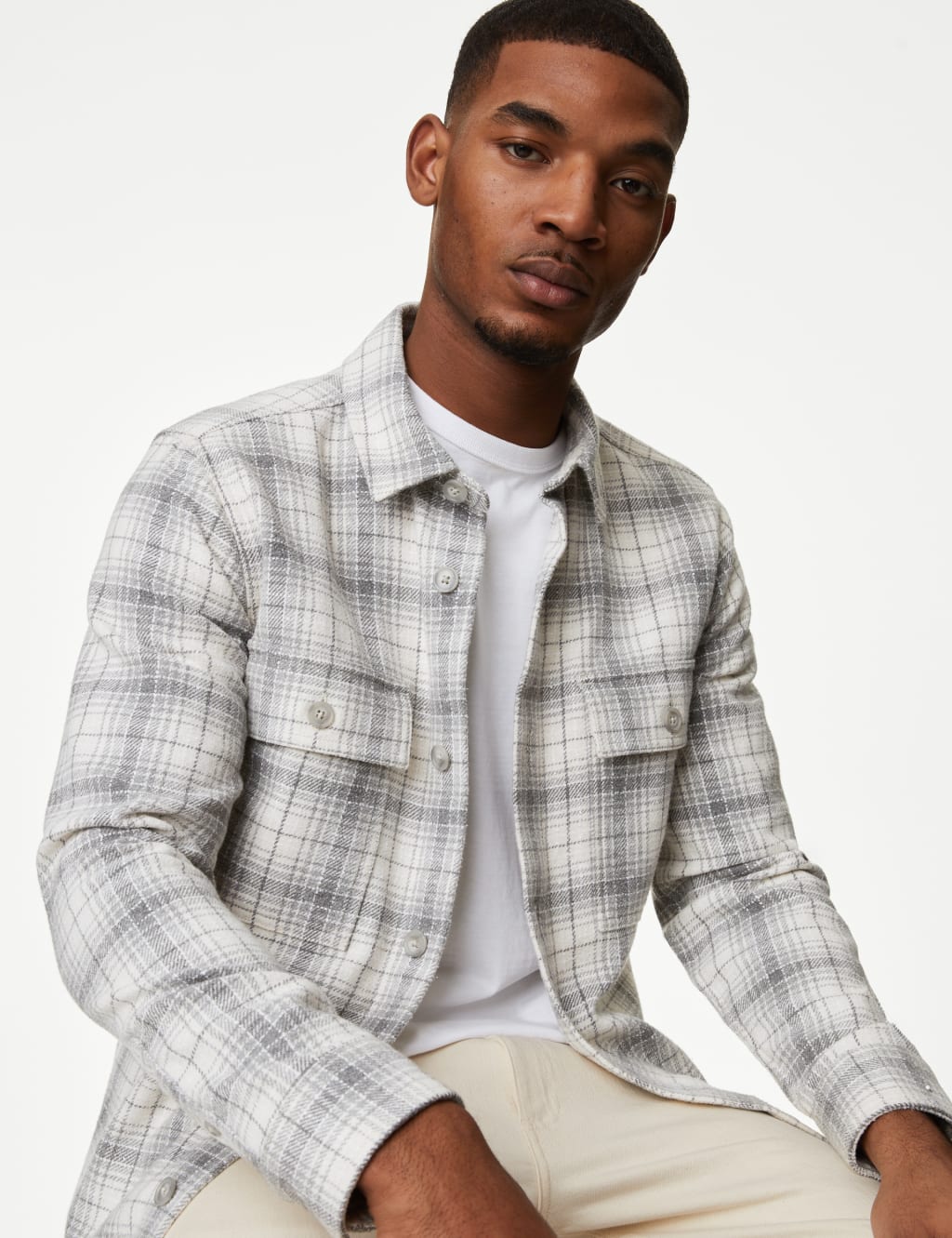 Cotton Blend Textured Overshirt image 1