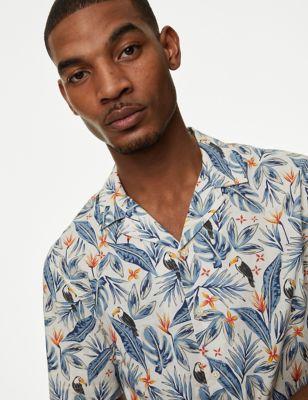 Bügelleichtes Hemd aus reiner Baumwolle mit Cuban Collar - AT