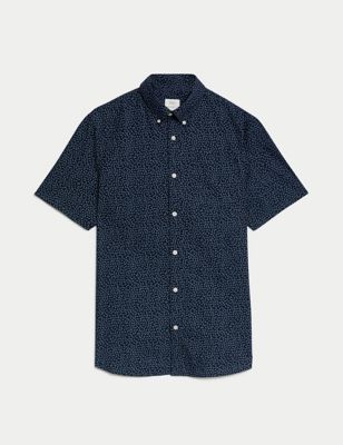 Easy Iron Pure Cotton Print Oxford Shirt