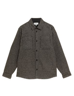 

Mens Autograph Check Overshirt with Wool - Neutral, Neutral