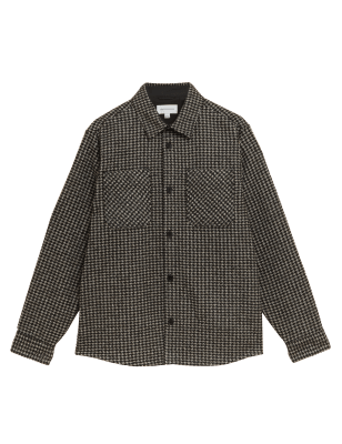 

Mens Autograph Check Overshirt with Wool - Neutral, Neutral