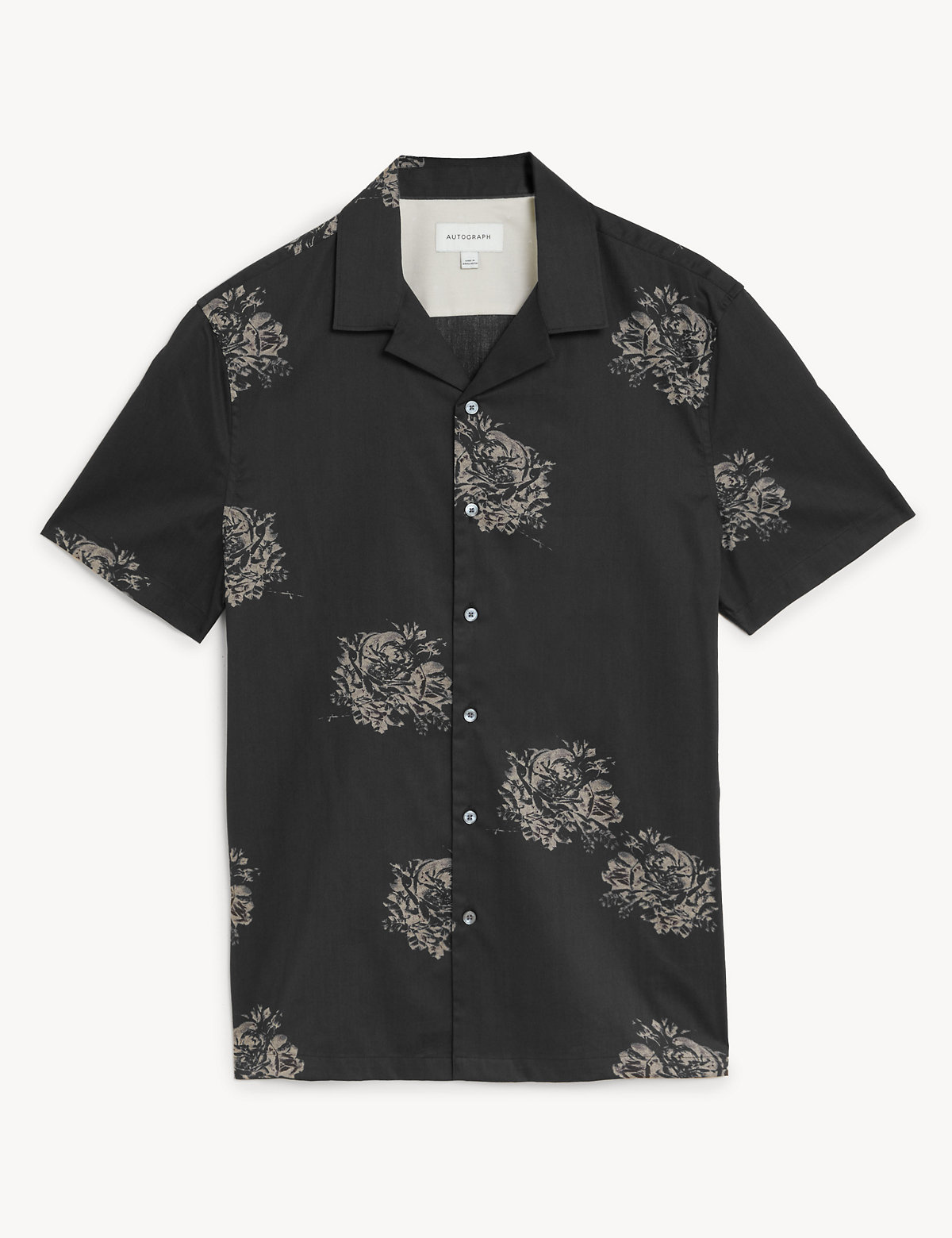 Cotton Rich Floral Cuban Collar Shirt
