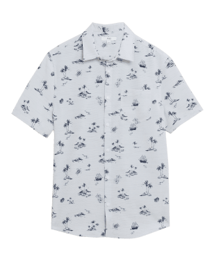 

Mens M&S Collection Hawaiian Shirt - White Mix, White Mix