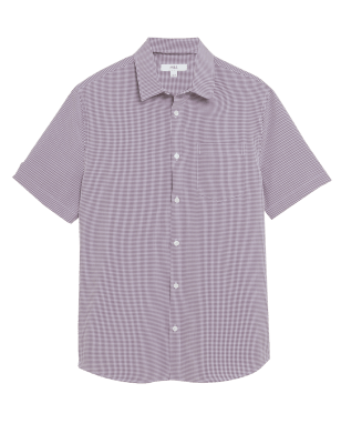 

Mens M&S Collection Gingham Check Shirt - Red, Red