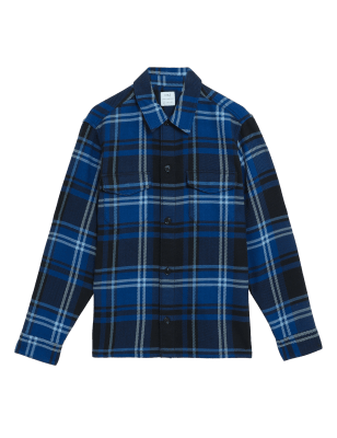 

Mens M&S Collection Oberhemd aus Baumwollmischgewebe mit Karomuster - Cobalt, Cobalt