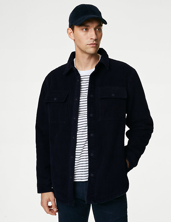 Pure Cotton Corduroy Borg Lined Shacket - TW