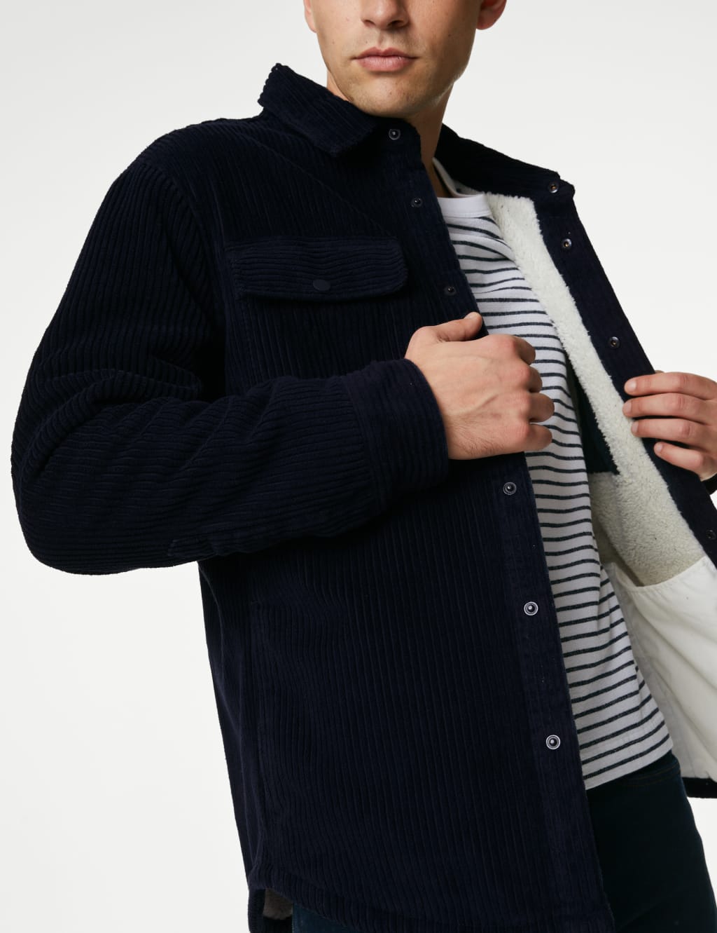 Pure Cotton Corduroy Borg Lined Shacket image 4