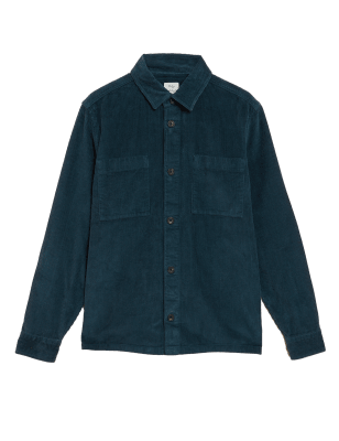 

Mens M&S Collection Pure Cotton Corduroy Overshirt - Dark Blue, Dark Blue